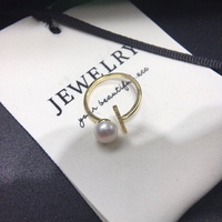 Bague en perle d'eau douce naturelle Zhuji, bijou simple en forme de T avec perle blanche pour femme, bijoux de mariage de haute qualité, vente en gros