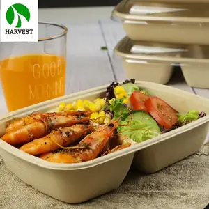 <span class=keywords><strong>Jetable</strong></span> Bento Alimentaire 2 Compartiment Papier <span class=keywords><strong>Rectangle</strong></span> Plateau - Product Image 1