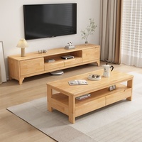 Meubles de salon modernes en bois support de télévision simple support d'unité murale en bois ensemble de table basse