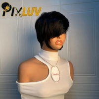 Perruque Pixie sans colle en cheveux humains, vente en gros, fournisseurs de perruques en cheveux vietnamiens bruts, perruque courte Pixie naturelle fabriquée à la machine