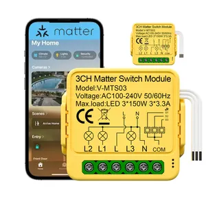 3 Gang Matter Smart Light Switch Voice Control w/Siri, Alexa & Google Assistant Timer Schedule Smart Home Switch Module Breaker