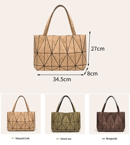 Borse Tote in Sughero da <span class=keywords><strong>Donna</strong></span> <span class=keywords><strong>Bordeaux</strong></span> con Motivo Geometrico, Personalizzabili all'Ingrosso per Uso Quotidiano, Feste e Shopping - Product Image 4