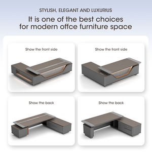 맞춤형 2.4M 사무용 책상 고급 스타일 CEO 보스 테이블 MDF 목재 사무용 임원 책상 (캐비닛 포함) - Product Image 3