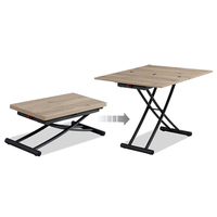 Produits pour la maison intelligente, table pliante en bois avec cadre en métal gris noyer pour maisons préfabriquées