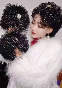 Chapeau serre-tête floral en soie brillante populaire en gros avec perles, chapeau musulman indien, chapeau de plage en plastique pour l'Europe, l'Amérique, l'Afrique - Product Image 5