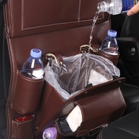 Organisateur de siège de voiture en cuir avec plateau de table, rangement, porte-mouchoirs et poche arrière pour coffre