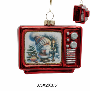 Adorno Navideño de Televisión Vintage, Figura de Televisión Retro con Estampados de Gnomo de Santa Claus para Decoración Navideña del Árbol de Navidad - Product Image 6