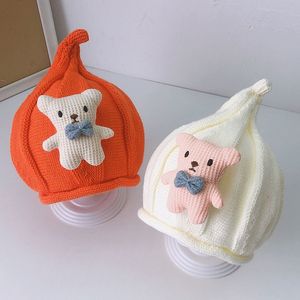 <span class=keywords><strong>Bonnet</strong></span> Bébé Automne/Hiver Garçons Filles Motif Animal Mignon Tête d'Ours Torsadée en <span class=keywords><strong>Laine</strong></span> Tricotée avec Cache-Sucette - Product Image 3