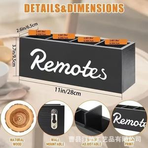 Soporte de pared para control remoto de TV de madera maciza, estante de almacenamiento para revistas y periódicos, organizador de artículos diversos - Product Image 2