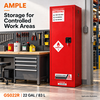 Armoire de sécurité pour produits inflammables 83L (22 gallons) en acier rouge avec 3 étagères réglables pour fournisseur B2B mondial