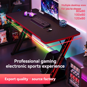 Commercio all'ingrosso scrivanie da gioco nero RGB PC computer da <span class=keywords><strong>corsa</strong></span> tavolo a casa ufficio computer scrivania con la luce per il giocatore di gioco - Product Image 4