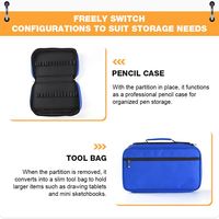 Sac de transport pour stylos marqueurs en tissu Oxford, double compartiment, fermeture éclair, étui de rangement pour stylos à dessin pour étudiants en art