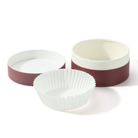 Emballage écologique en tube rond avec doublure plissée, imprimé sur mesure pour la boîte-cadeau de gâteau au fromage basque