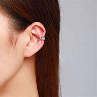 Anting-anting klip tanpa tusuk model bunga matahari dari perak sterling 925 asli untuk wanita