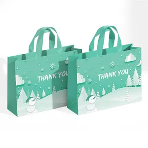 Saco de papel personalizado de alta qualidade, embalagem pequena de presente personalizada, descartável, graças você impresso, alça de compras, bolsas de papel