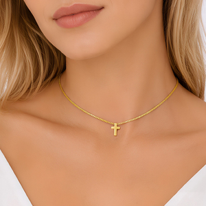 Delicado Collar con Colgante de Cruz Simple para Mujer, Chapado en Oro de 18K, Acero Inoxidable, Joyería Cristiana Minimalista para Uso Diario, Regalo - Product Image 6