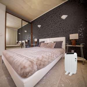 Emettitore termico 600W in alluminio bianco, con LCD e timer, da parete/portatile, 58,5x44x5,5 cm, ideale per riscaldamento - Product Image 1