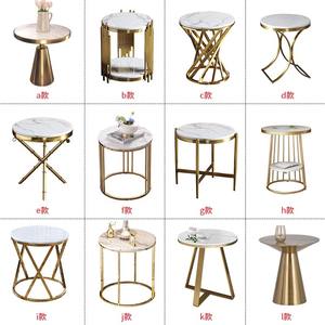 Lujo oro Acero inoxidable Base mármol blanco superior sala de estar mesa auxiliar moderna redonda salón de belleza pequeña mesa de centro - Product Image 4