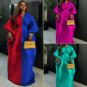 AM050759 Trendy African <strong>Dresses</strong> for Women Clothing Elegant V-neck Batwing Sleeve Ruched <strong>Loose</strong> Party <strong>Dresses</strong> Women Kaftan <strong>Dresses</strong> - Product Image 2
