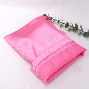 Custom Logo Printed Luxury Satin Hair <b>Extension</b> Bag Drawstring Bundle Swimsuit Shoe Dust Silk Pouch - Product Image 3