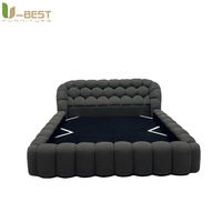 Lit double de luxe U-best, cadre en bois massif, taille Queen, lit princesse rouge pour chambre principale, maison, hôtel, mariage