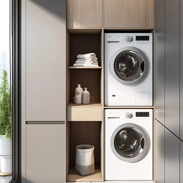 Modern Simple Square Hotel Use Bathroom Laundry Cabinet Wall-mounted Design Multi-level Storage Eco-Friendly MDF Material
