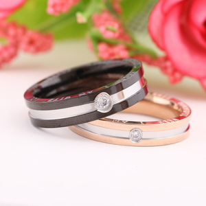 European American Style Minimalist Diamond <b>Ring</b> 5mm 4mm Two Tone Black Gold Engraved <b>Couple</b> <b>Rings</b> Valentine Gift For Women - Product Image 1