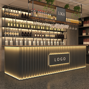 Barra de Vinos en Forma de L Personalizada para Restaurante y Discoteca, Muebles para Cafetería, Diseño de Barra de Café, Mostrador para Té con Leche, Diseño de Tienda - Product Image 1