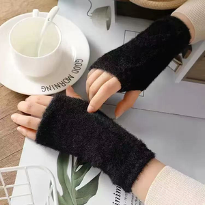 Liquidation d'usine : Gants thermiques pour femme, style vison en peluche, <span class=keywords><strong>mi</strong></span>-doigts, épais, moelleux, élégants, chauffants, pour la <span class=keywords><strong>saison</strong></span> des neiges - Product Image 6