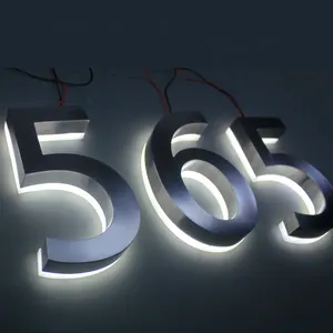 Lampu 3D Alfanumerik Tahan Air Luar Ruangan Rak Tiga Tahun Nomor Rumah Akrilik Tahan Air