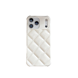 Étui de téléphone de luxe à motif losanges pour iPhone 17 Pro Max 15 Plus 13, <span class=keywords><strong>coque</strong></span> souple intégrale, protection anti-chute, design élégant - Product Image 6