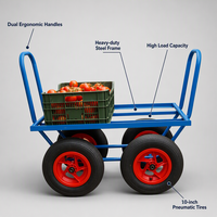 Chariot de récolte agricole en acier thermolaqué à 4 roues pour serres – Vente en gros