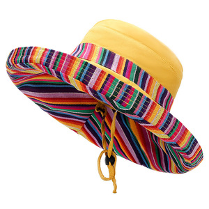 Women's Wide Brim Sun Hat Bucket Hat Breathable Foldable Sun Protection Face Covering Ethnic Pattern Summer Outdoor Hat - Product Image 4