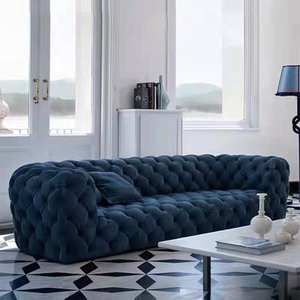 <span class=keywords><strong>Divano</strong></span> Chesterfield in Pelle Stile Moderno Italiano di Lusso Exeon <span class=keywords><strong>Chester</strong></span> Moon Blue a Tre Posti per Soggiorno - Product Image 3