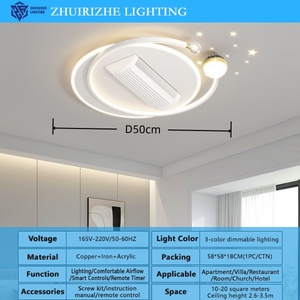 Ventilatore a Soffitto LED Moderno Silenzioso con Telecomando, Tre Colori, Vento Potente, Anti-Sfarfallio, Senza Pale, per Soggiorno, <span class=keywords><strong>Camera</strong></span> <span class=keywords><strong>da</strong></span> Letto, Sala <span class=keywords><strong>da</strong></span> <span class=keywords><strong>Pranzo</strong></span> - Product Image 4