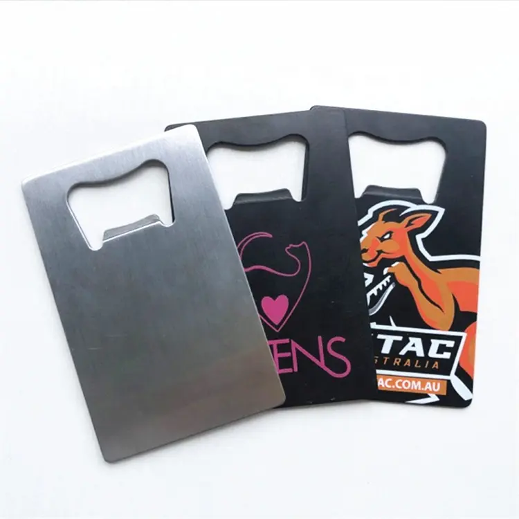 Custom Your Own Logo Stainless Steel Black Card Beer Opener Metal Engravable Bottle Opener Business Credit Card Shape