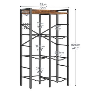 <span class=keywords><strong>Portabottiglie</strong></span> da 5 galloni per 6 bottiglie, scaffale a 3 livelli con rinforzo a X, adatto per cucine, soggiorni, uffici. - Product Image 3