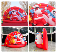 Escenario Inflable con Papá Noel Cantante, Muñeco de Nieve Tocando la Guitarra y Reno Tocando el Saxofón, Decoración Navideña Inflable