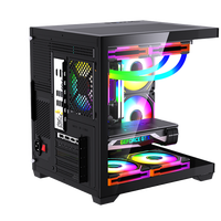 Lovingcool grosir MATX Mid Tower PC Casing Gaming menara komputer dengan kaca Tempered MicroATX Form Factor Casing