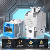 Connecteur RJ45 Keystone Mindpure Cat6A en alliage de zinc, blindé STP 10 Gbit/s, sans outil, plaqué or 6U pour centre de données
