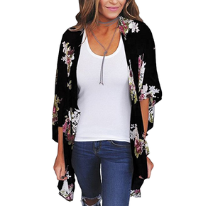 Chemisier ample et respirant brodé à imprimé floral pour femme, style kimono, idéal pour le printemps, l'été et l'automne - Product Image 3