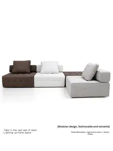 Juego de sofá de apartamento pequeño para habitación individual, esponja pura, bloque de tofu cuadrado compresible, amonita, cuero, algodón y lino, Sherpa elegante - Product Image 4