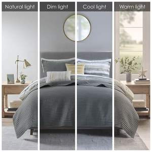 DB Floral Solid Pattern 8-Piece Printed Seersucker <b>Comforter</b> Quilt <b>Set</b> King Size Woven Cotton Silk Filling for Home Wedding Use - Product Image 4