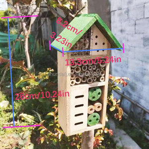 SDIH006สวนกลางแจ้งติดผนังโรงแรมผึ้งบ้านไม้ไผ่ธรรมชาติพร้อมกรงโลหะแขวนไม้กลางแจ้ง - Product Image 3