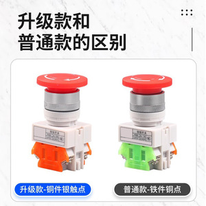 Bouton d'arrêt d'urgence autobloquant Chkl Lay37-11Zs avec capuchon en aluminium, contacts argentés, borne à vis, IP40 - Product Image 2