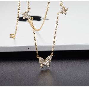 Moda cristiana inspirada mariposa Crepúsculo clavo cobre collar Micro-inserción circón geométrico enlace cadena de moda - Product Image 5