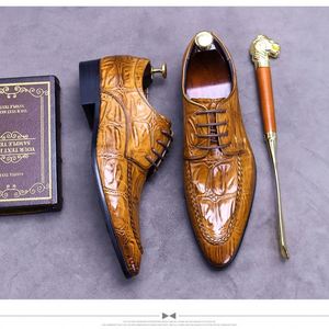 New Large-Sized Men's Square Toe Patchwork Pattern Business Formal Party Shoes Breathable Anti-Slip Lightweight Lace-Up Cowhide - Product Image 6