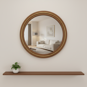 2026 Modern <strong>Pine</strong> Solid Wood Round Wall Hanging <strong>Mirror</strong> for Home Decoration - Product Image 1