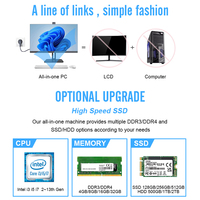 Aio Desktop Monoblock Pc Computer Core I3/I5/I7 Office Barebone Pc Desktop Computer Set All-In-One Pc Led Lcd With Battery