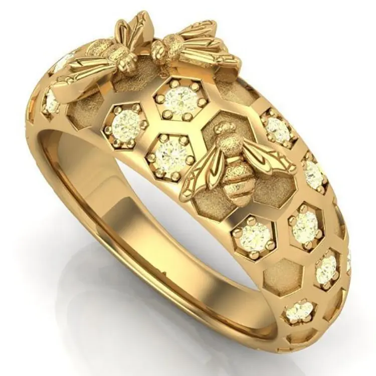 DiamondX Italienischer 18 Karat Gold Lab Diamantring Waben ring für erwachsene Frauen